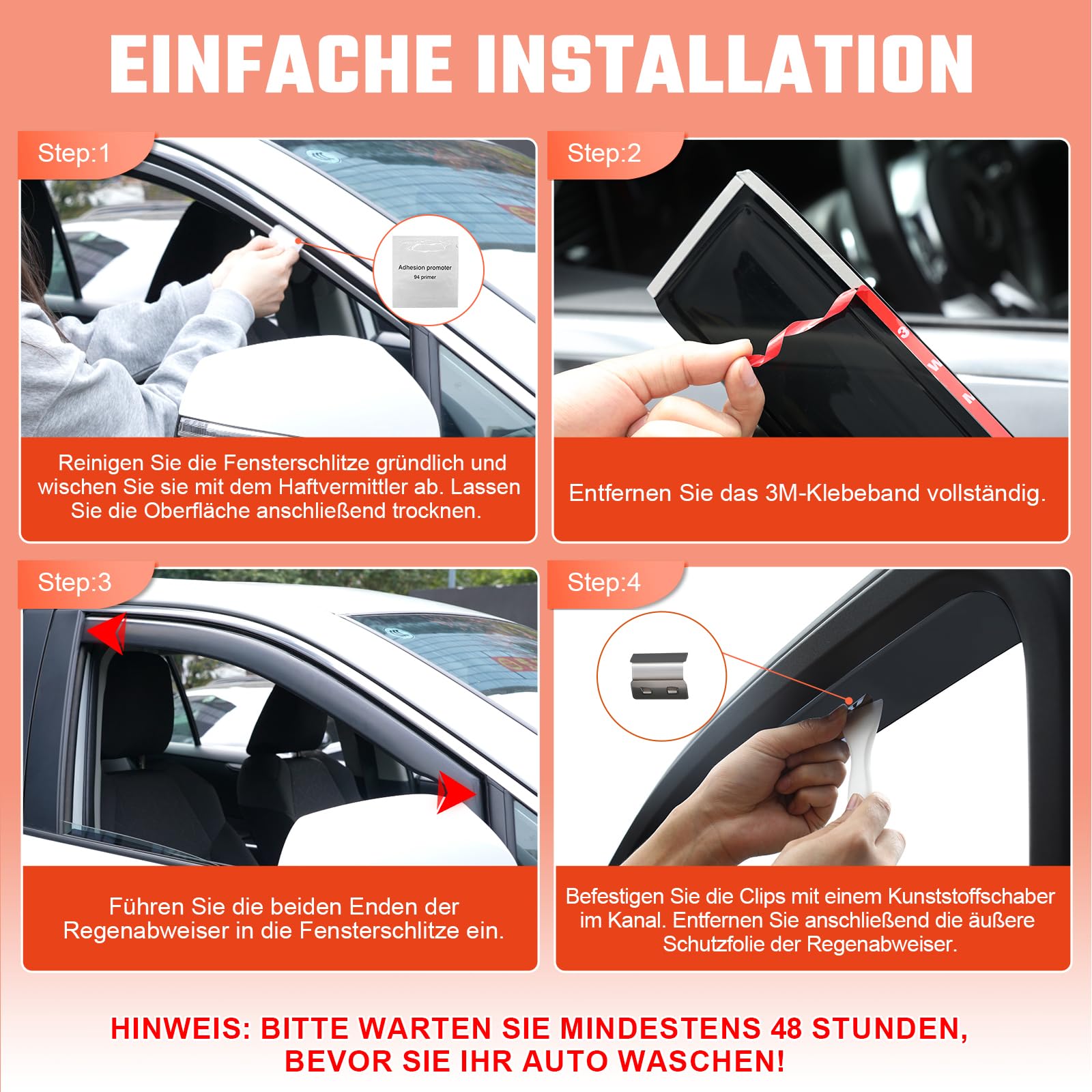 GEARMONSTER Windabweiser für VW Caddy 2005-2018 Autofenster Regenschutz Regenabweiser Integrierte Deflektoren Integrierter Windabweiser, 2 Stück, Schwarz