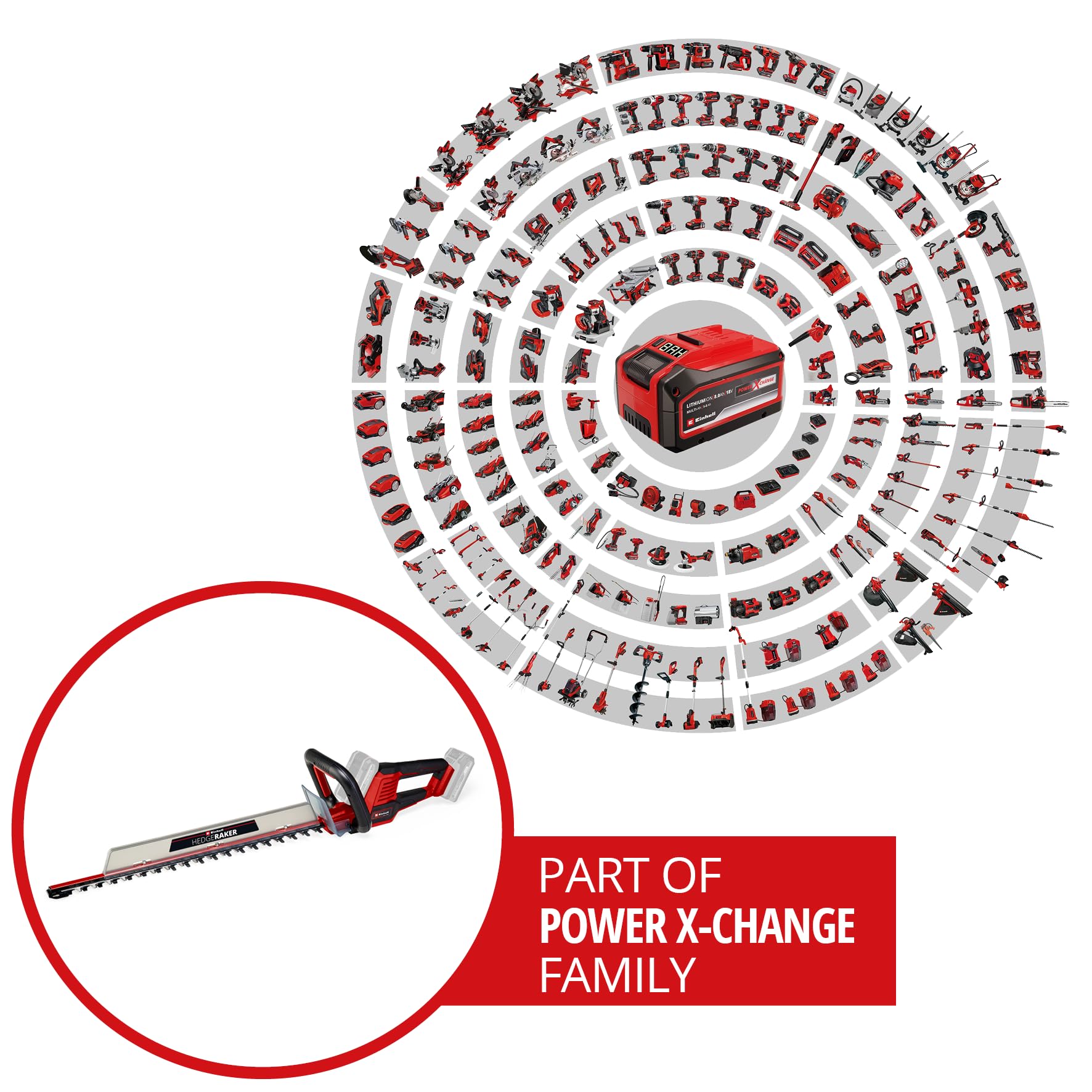 Einhell Recortasetos con batería GE-CH 36/61 Li-Solo Power X-Change (36V, Engranaje metálico, Longitud de Espada 67 cm, Distancia Entre Dientes 26 mm, Incl. carcaj, sin batería ni Cargador)