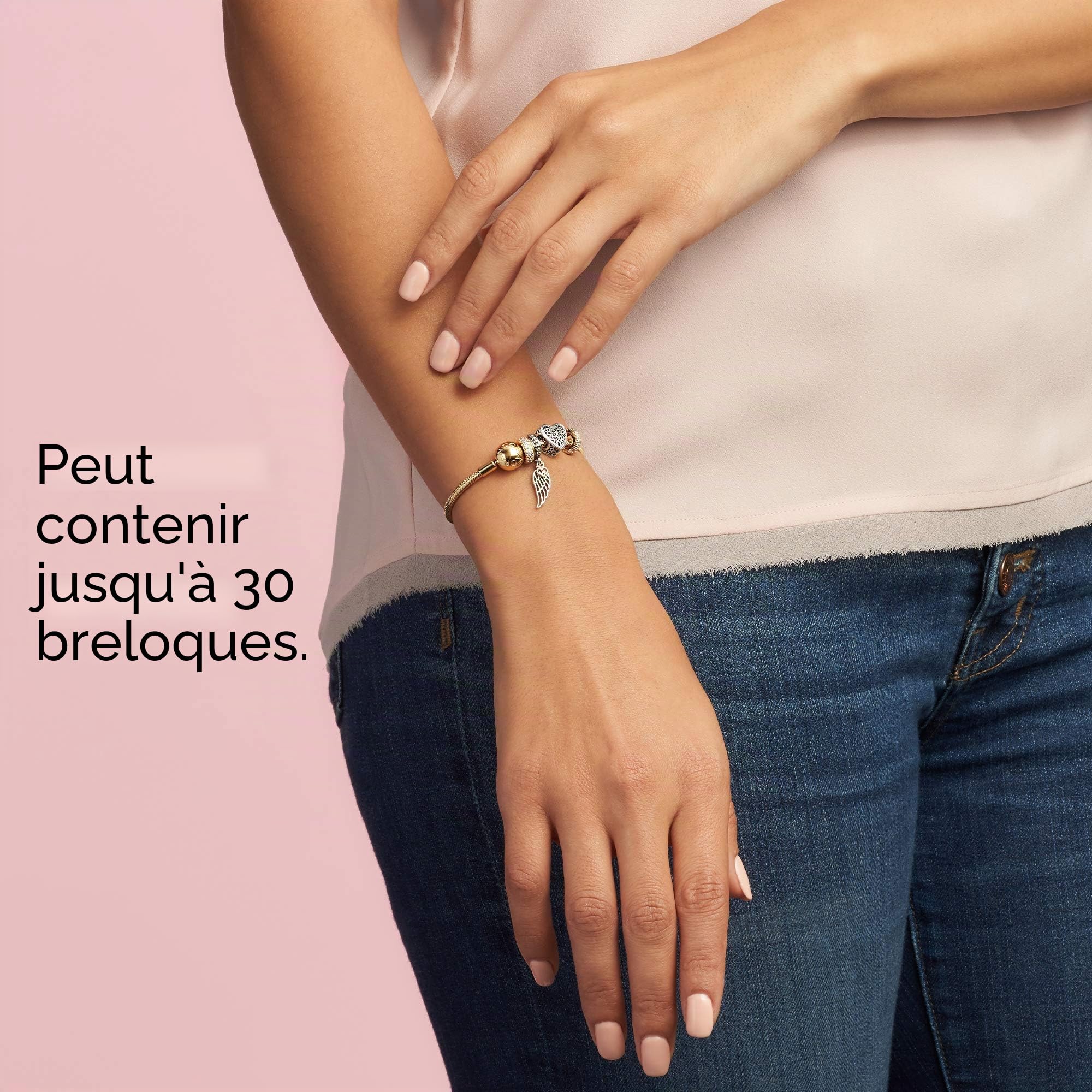 Pandora Icons Bracelet en métal plaqué or 14 carats, fermoir scintillant