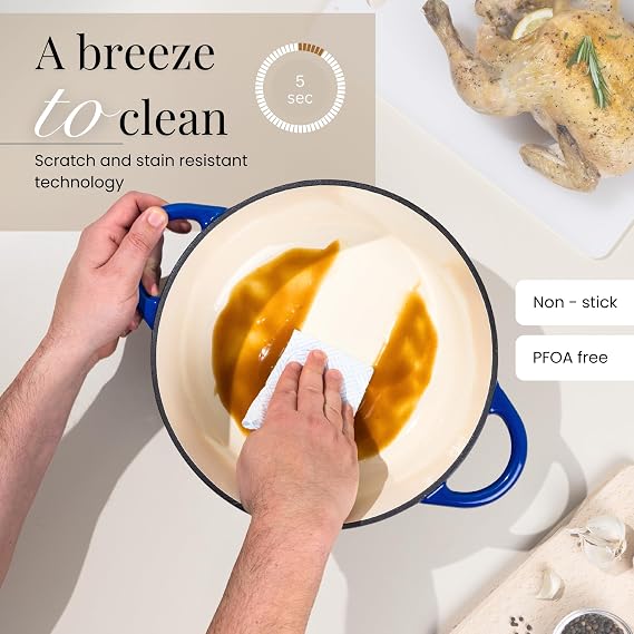 Nuovva Enamelled Cast Iron Cookware Bundle Dutch Oven Pot with Lid, Casserole Dish & Bread Loaf Pan Premium Ovenproof Cookware Set for Baking, Roasting & Everyday Cooking