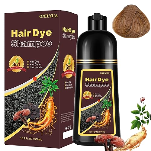 Champú de color castaño rubio - Champú de tinte para cabello castaño instantáneo 3 en 1 para mujeres y hombres, champú marrón a base de hierbas de