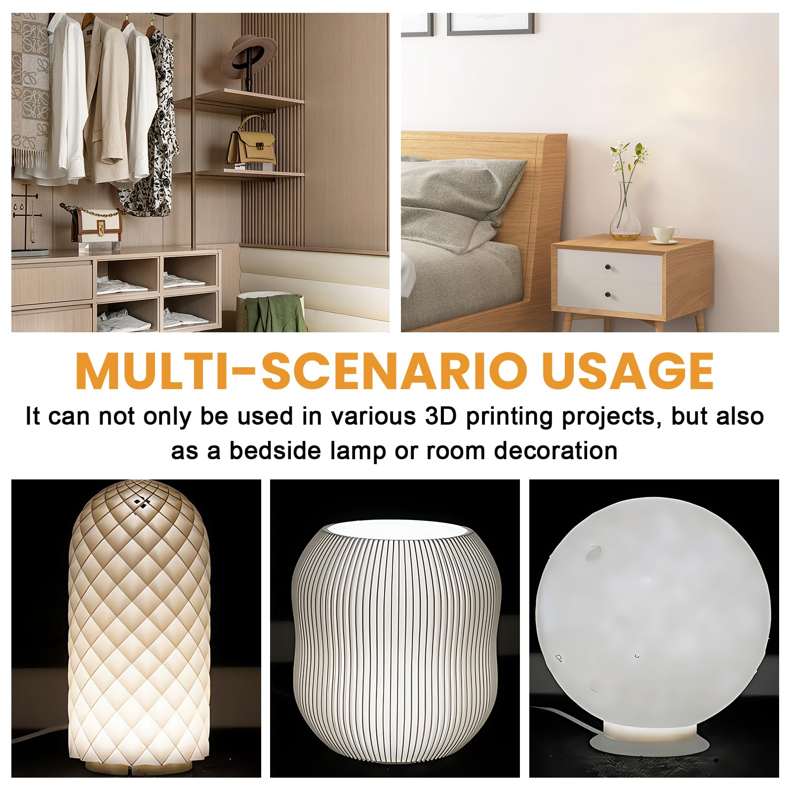 Zestaw 4 lamp LED do drukarki 3D do Bambu Lab A1/A1mini/P1S/P1P/X1C, 2 W Bambuolab 3D, akcesoria do drukarki 3D, zestaw "zrób to sam", lampka nocna, modele druku 3D, akcesoria z adapterem USB