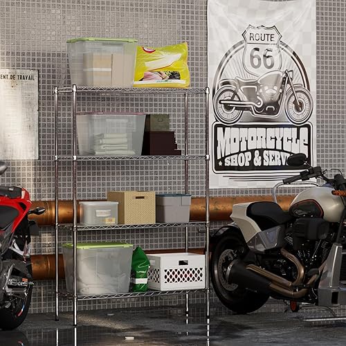 Miniatura 5 de Kit de estantería de alambre cromado de 4 niveles de 14 pulgadas de profundidad x 42 pulgadas de ancho x 64 pulgadas de alto Unidad de estante de