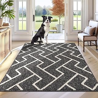 Biscpro Indoor Door Mats,80x120cm Door Mat Non Slip Backing,Dirt Trapper Mat Absorbent Non-Slip Doormat for Entrance,Inside,Kitchen,Front Back Door,Pets and Garden-Black