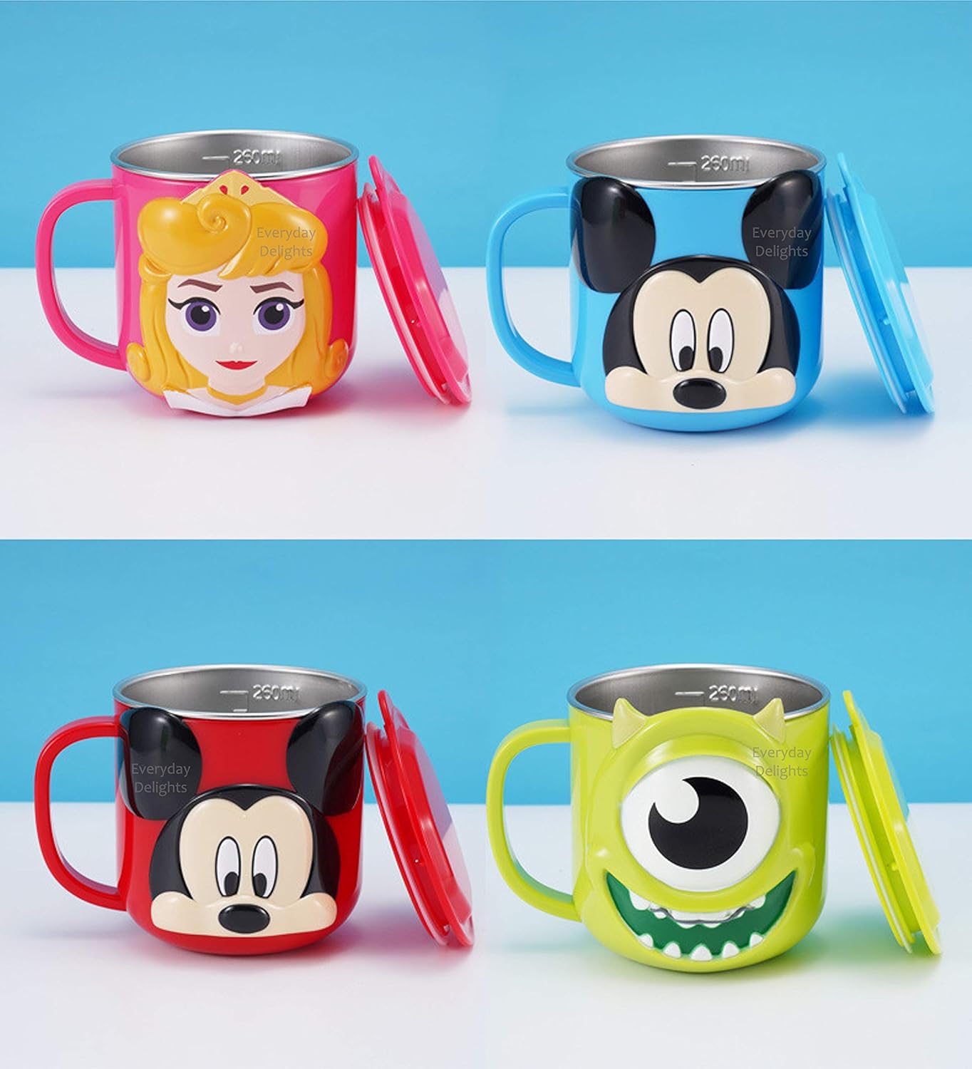 Everyday Delights 3D Princess Snow White Pink Durable Stainless Steel Insulated Cup with Lid, 250ml - Image 6