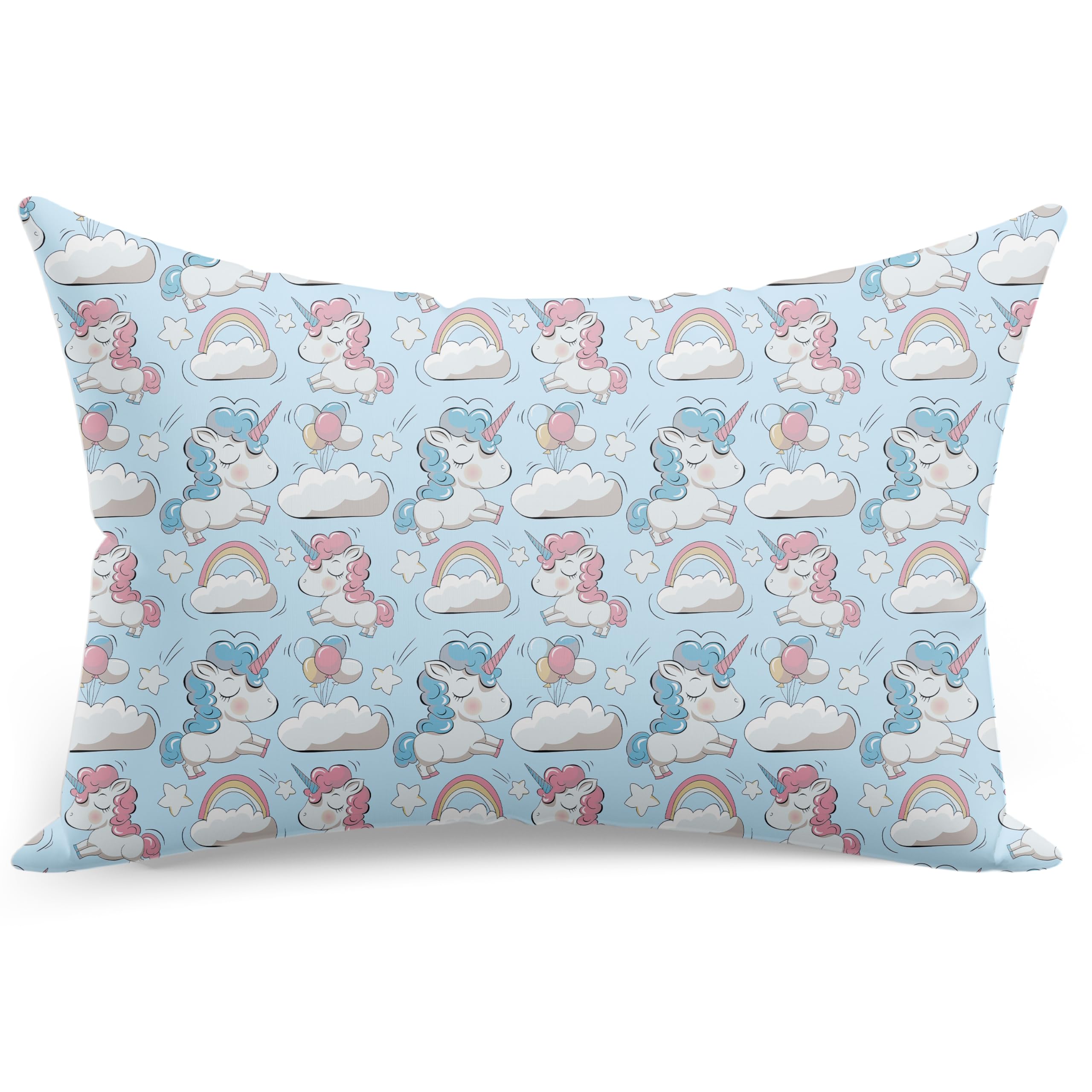 PinkZebra Federa per cuscino bambini 20x30 cm 100% cotone Ecotex Standard 100 chiusura lampo unicorno menta