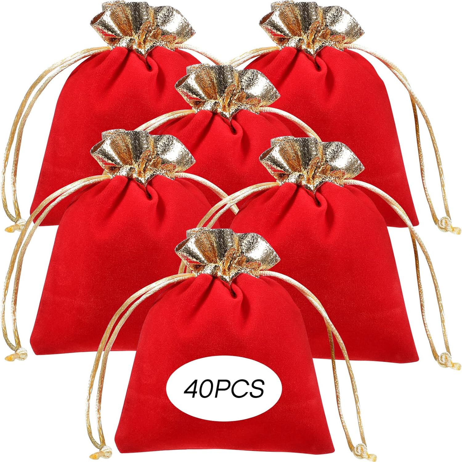 Riakrum 40 Pieces Velvet Jewelry Bags with Drawstrings