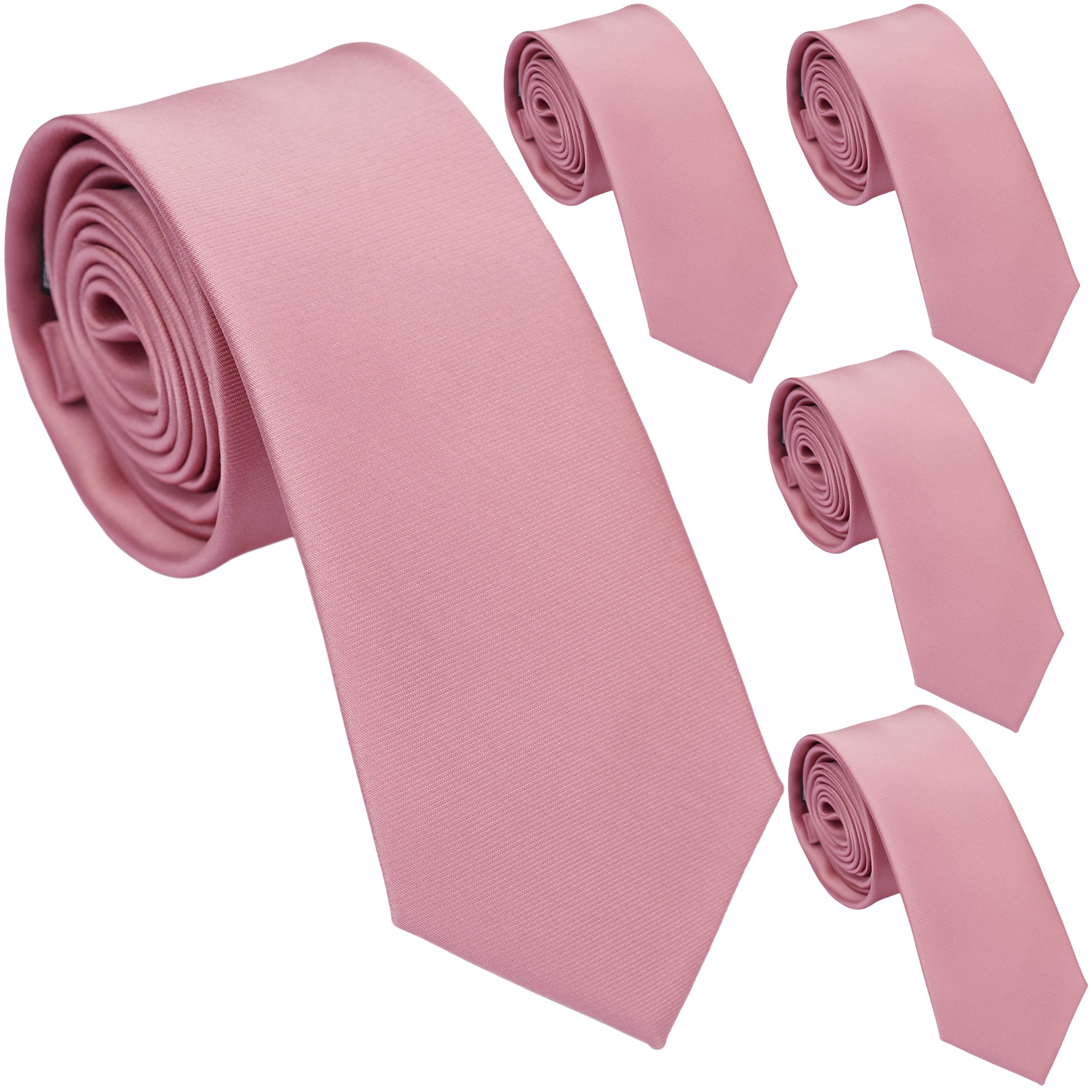Skinny Ties for Men, 2.5-Inch Slim Neckties, Solid Color Packs
