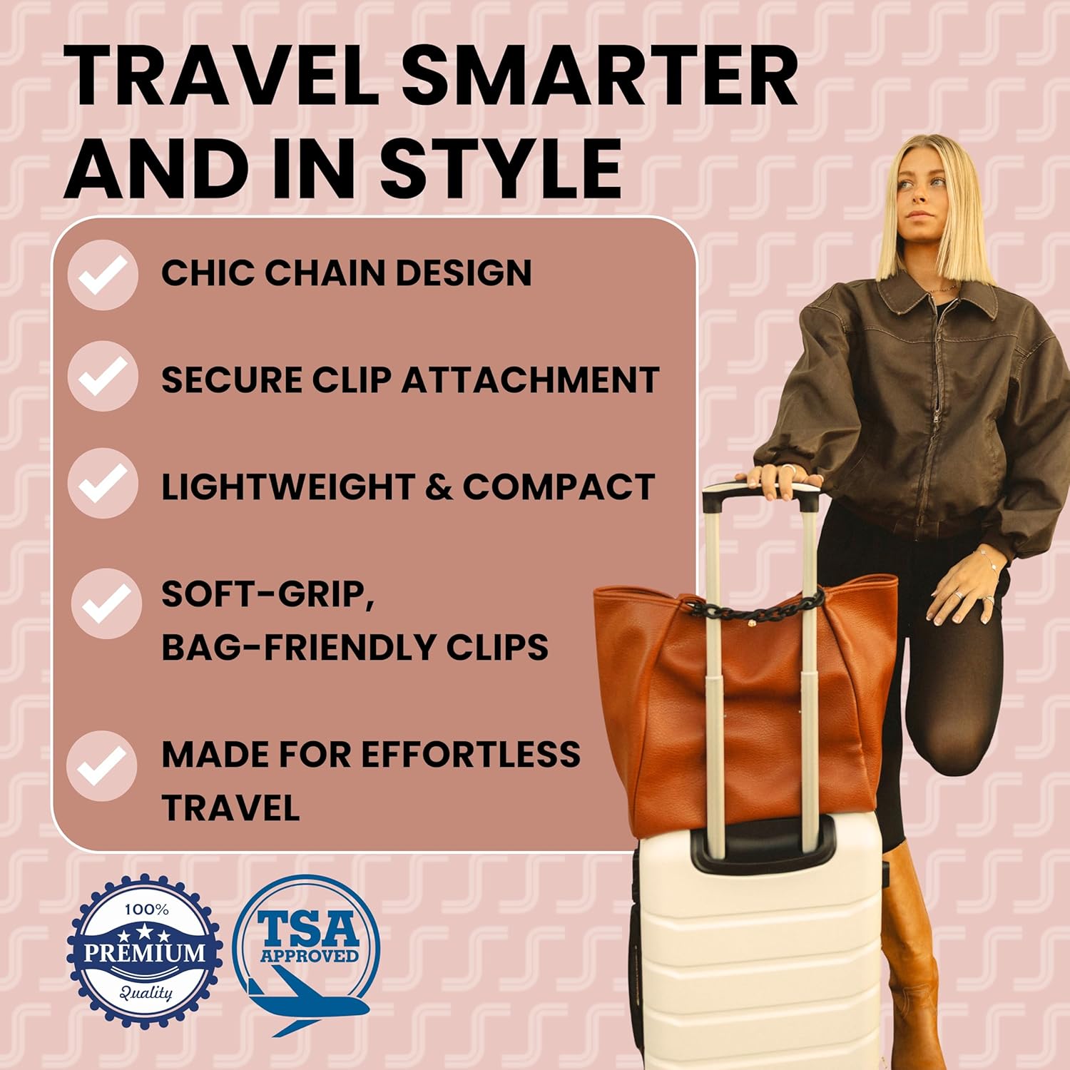 Trolley Snap Carryon Luggage Strap Over Suitcase Handle for Attaching Carryon Bag Travel Accessories TSA Approved Carry-On Add a Bag Belt Sleeve for A Tote Backpack Purse (Dark Blue)