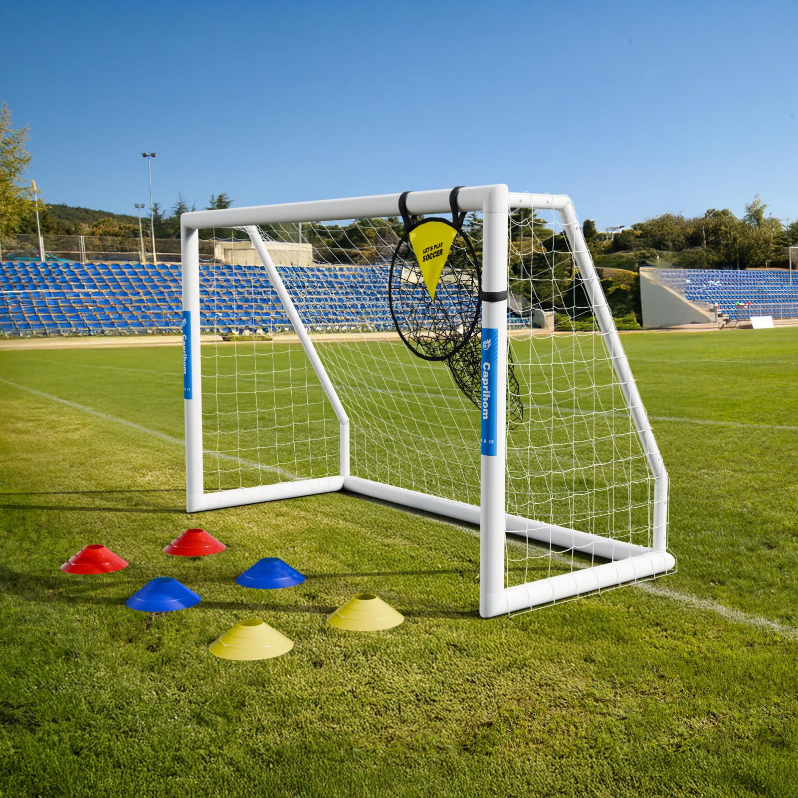 Soccer Goals 10x6.5/8x6/8x5/6x4/12x6 Soccer Nets for Backyard Portable Soccer Goals Post Soccer Training Equipment, Weatherproof PVC Soccer Goal