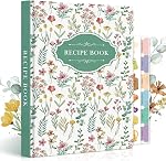 Lanpn Recipe Bouteilles 8,5x11 3 Kit de bague, blanc Organisateur Binder Recette Livre de cuisine imperméable à écrire dans vos propres recettes avec 60 Manches en plastique,116 Recettes, Diviseurs, Labels & Stickers Rose