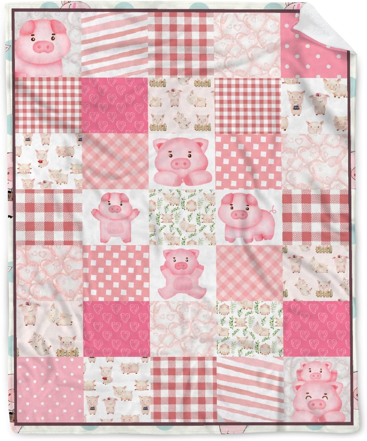 Cute Pig Blanket Pink Lightweight Cozy Flannel Fleece Throw Blanket Pig Gifts for Pig Lovers Women Pig Decor 80"X60"