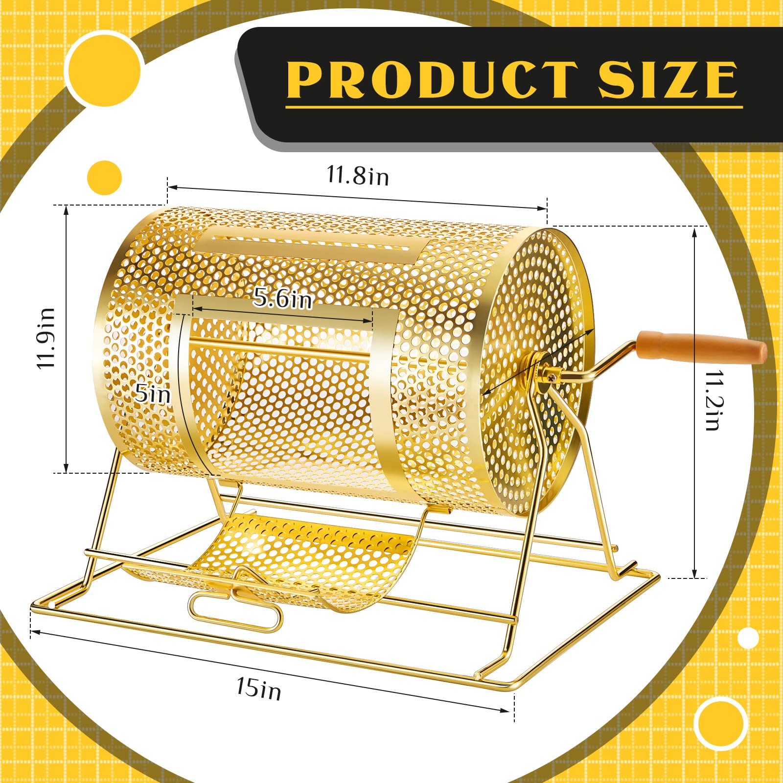 Brass Plated Raffle Dru With Wooden Turning Handle Lottery Spinning - View #8