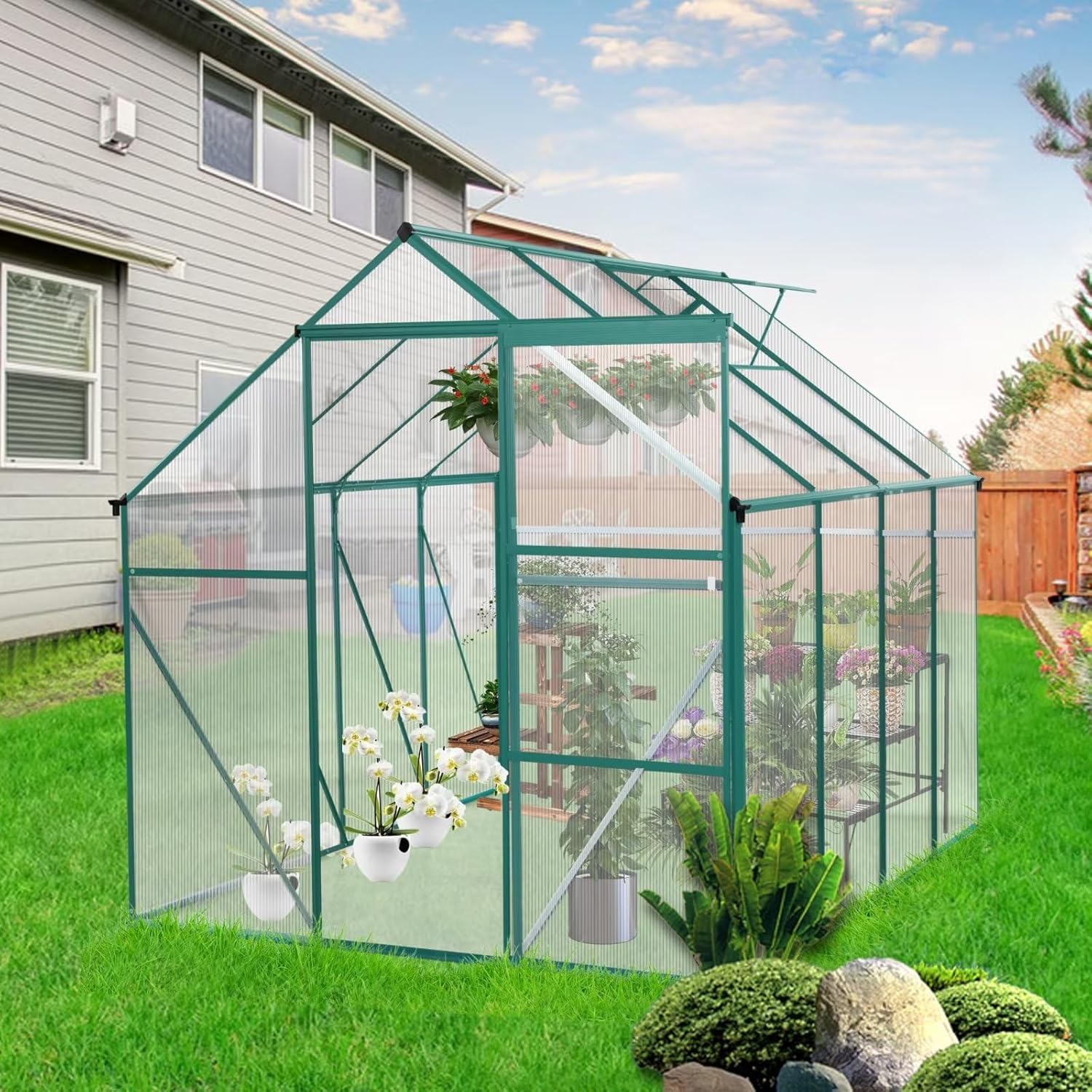 6x8 Ft Greenhouse for Outdoor Heavy Duty,Polycarbonate
