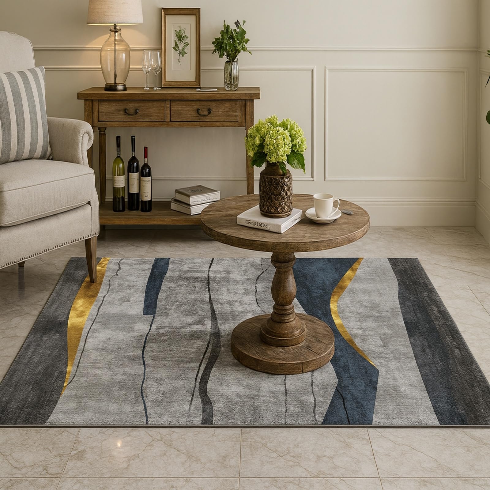 Tapis de salon antidérapant 180x200 cm pour éviter les glissades sur le parquet