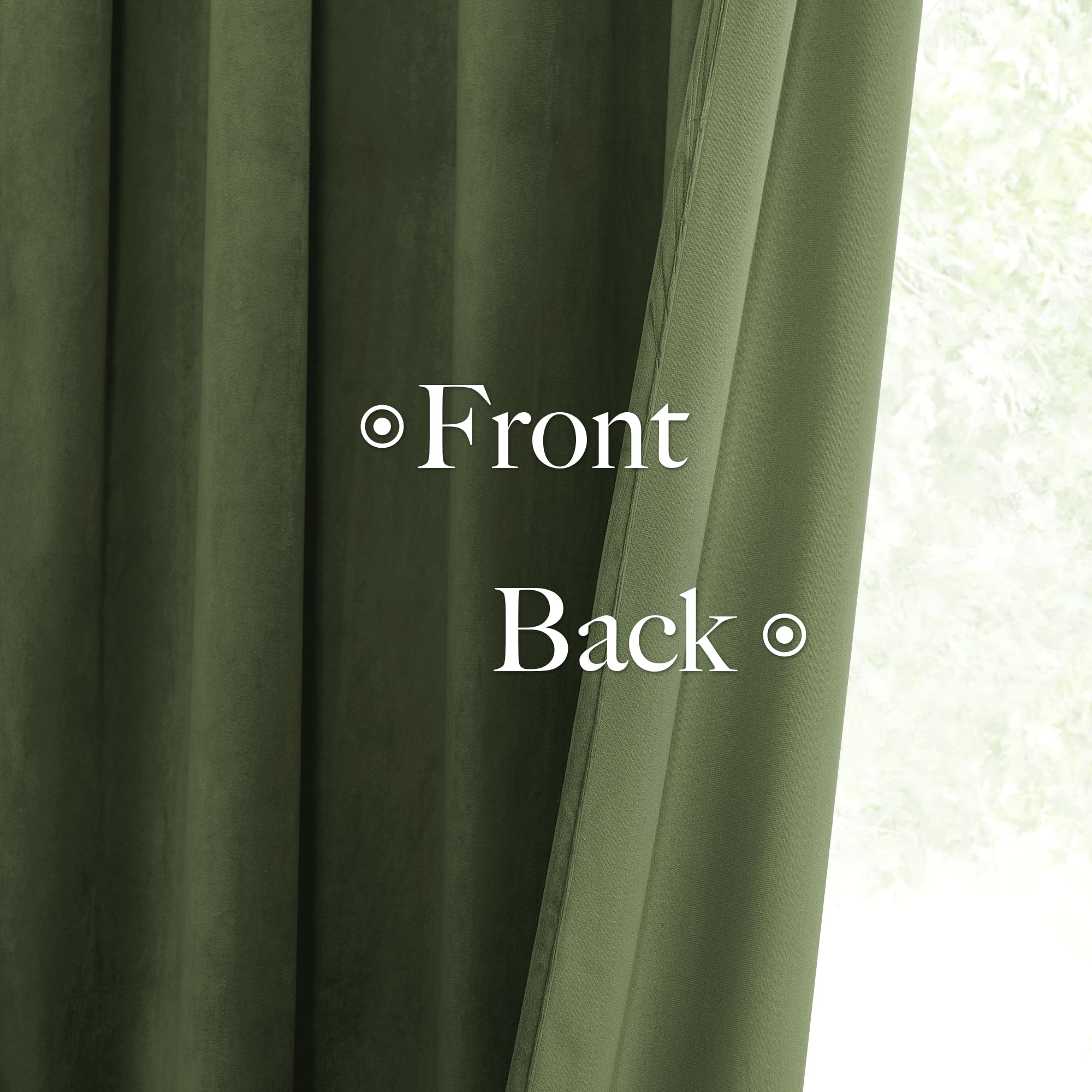 StangH Moss Green Velvet Curtains 120 inches Long - Grommet Design Blackout : StangH Moss Green Curtains Velvet - Luxury Blackout