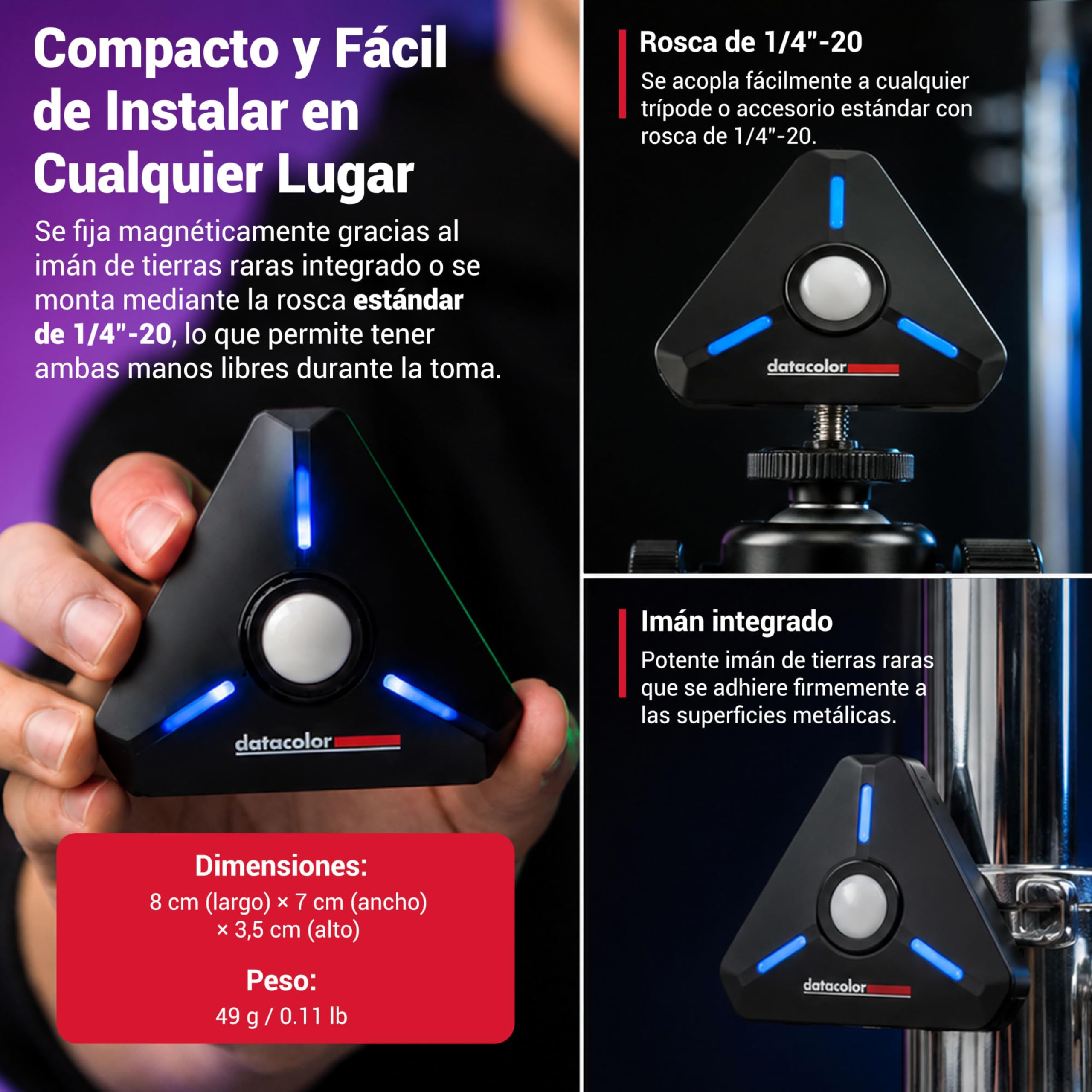 Datacolor LightColor Meter - Medidor de Luz y Color con Bluetooth para Foto, Video y Cine - Datos en Tiempo Real - Compacto y Resistente