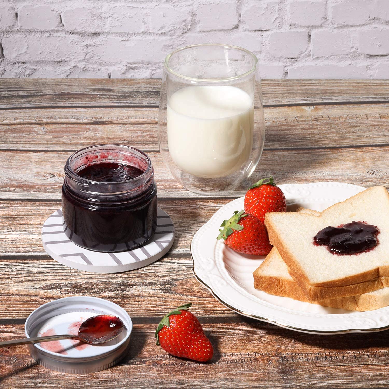 ComSaf Mason Jars with Airtight Metal Regular Lids(5oz/150ml), Sealed Clear Glass Canning Jars with Wide Mouth for Spices, Honey, Jam, Jelly, Ideal for Wedding Favors, Shower Favors, Set of 24