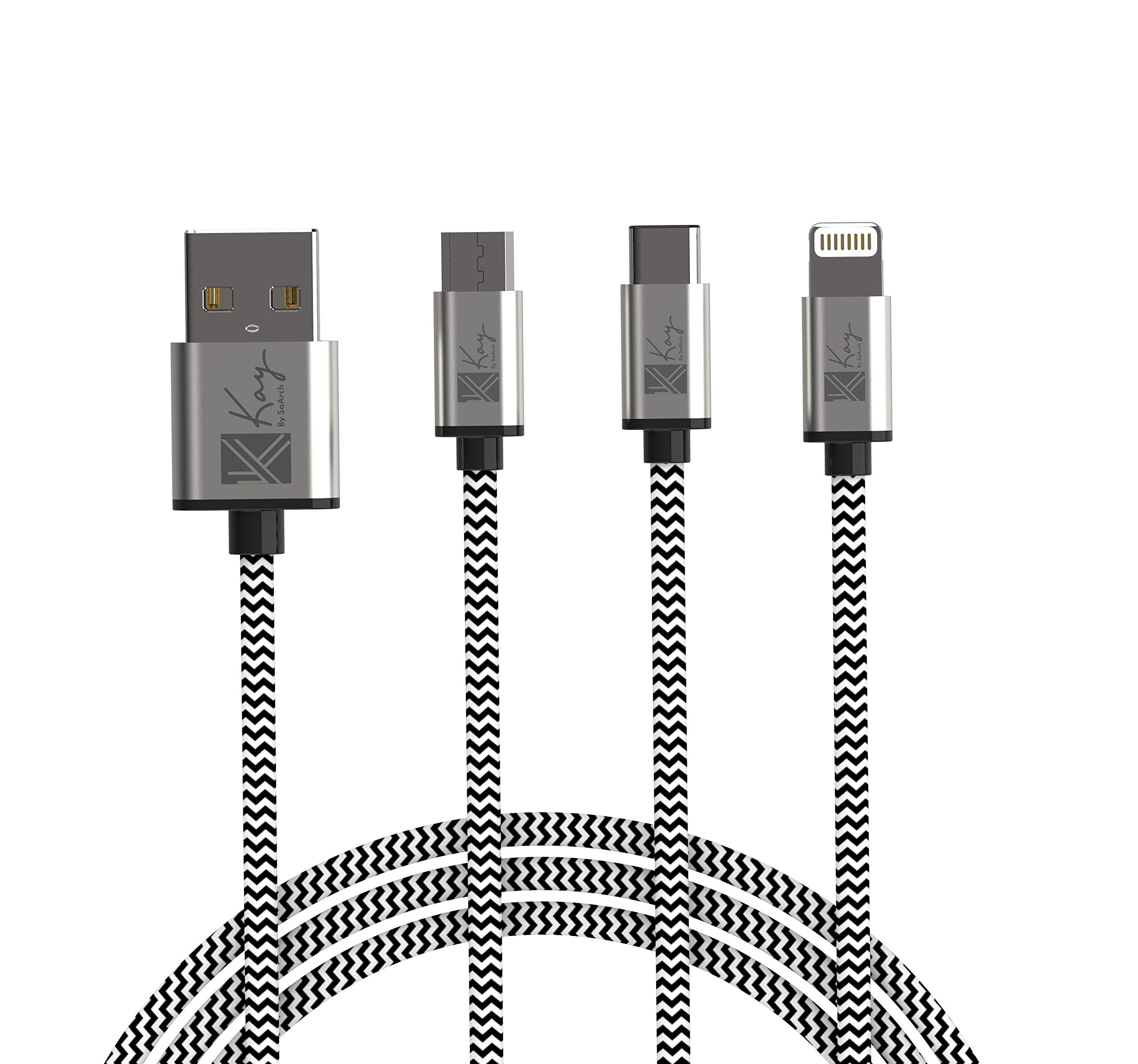 See full amazon price history chart for Kay By SaArch 3 in 1 Nylon Braided Fast Charging Cable for Type C,Micro USB & iPhone/iOS Smartphones,Smart Charge 3 Port Data Charging Cable for All Smartphones (1.2M Nylon Braided Cable),Black,White Kay By SaArch 3 in 1 Nylon Braided Fast Charging Cable for Type C,Micro USB & iPhone/iOS Smartphones,Smart Charge 3 Port Data Charging Cable for All Smartphones (1.2M Nylon Braided Cable),Black,White (B08L3DNXG4) Amazon Price History, Amazon Price Tracker