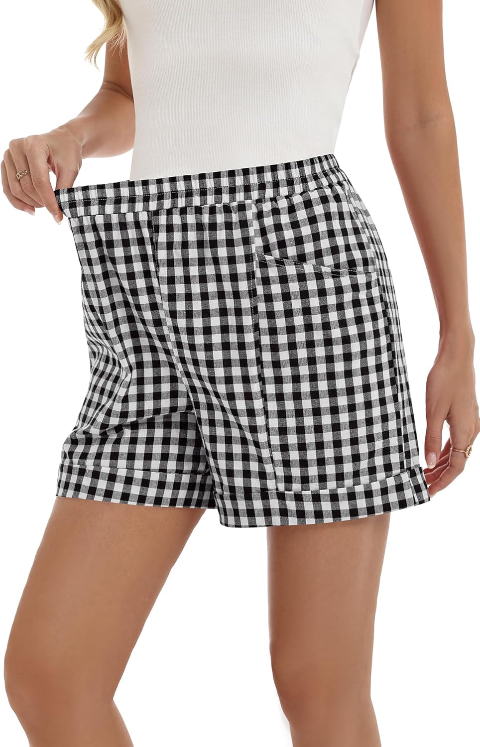 iWoo Womens Cute Shorts Trendy Summer Elastic Waist Casual Cotton Shorts Spring Fashion 2026 - Image 2