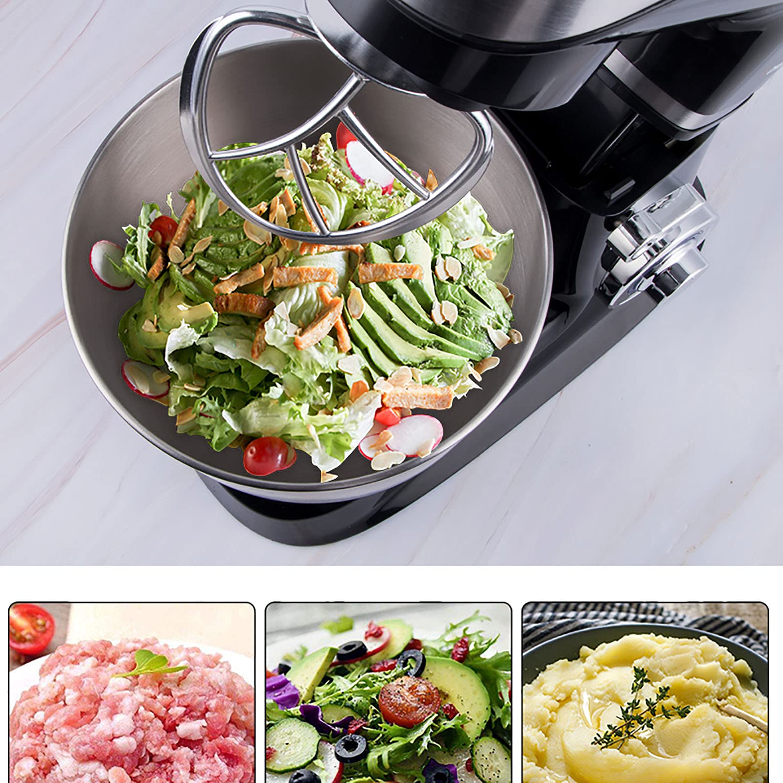 Impastatrice planetaria generica da 5 litri - Impastatrice elettrica multifunzione con frullatore, tritacarne, spremiagrumi, impastatrice, sbattitore per uova e altro ancora