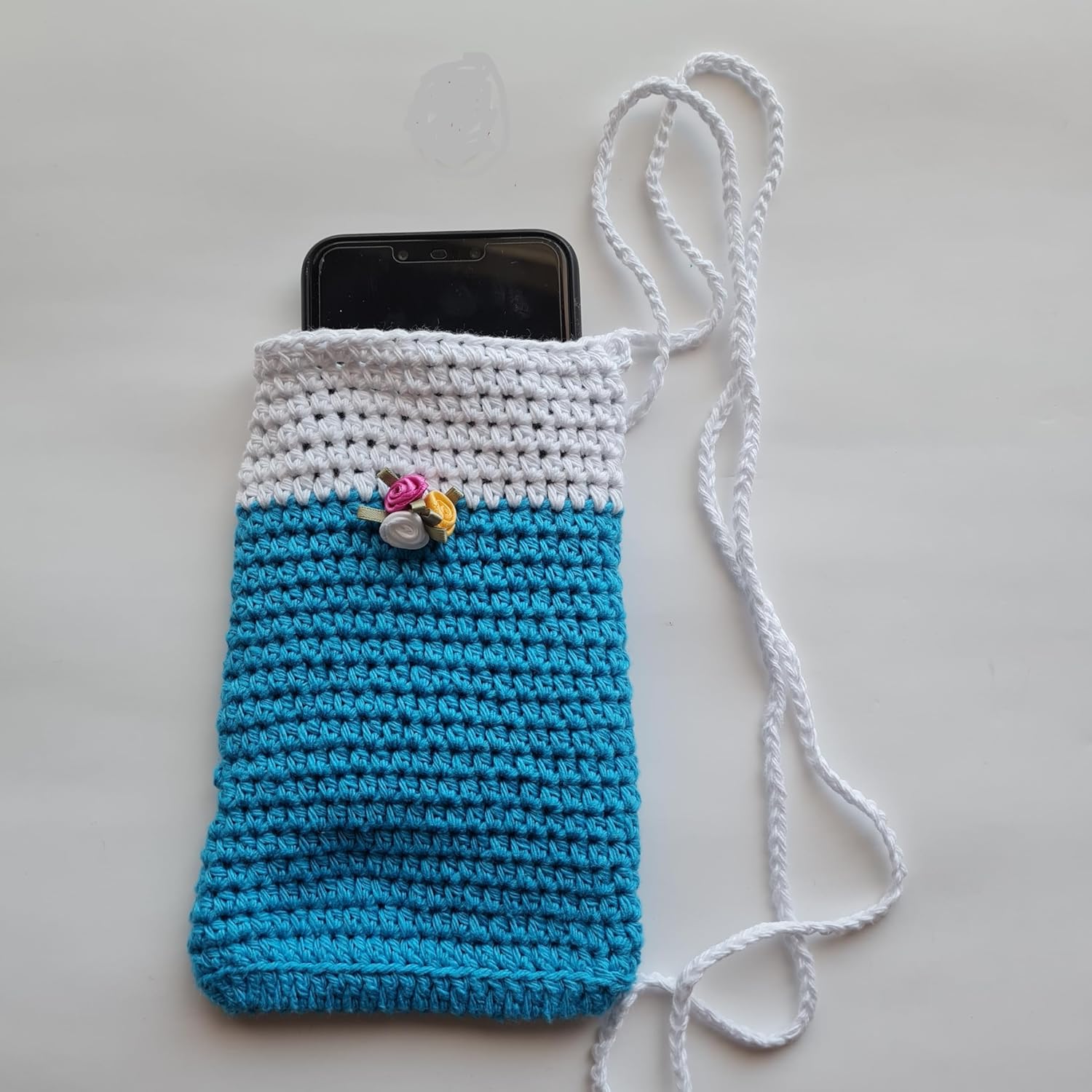 Crochet Phone Bag, Handmade Women's Phone Bag, Cross strap cell phone bag, phone carrying case, gift phone bags - Image 5