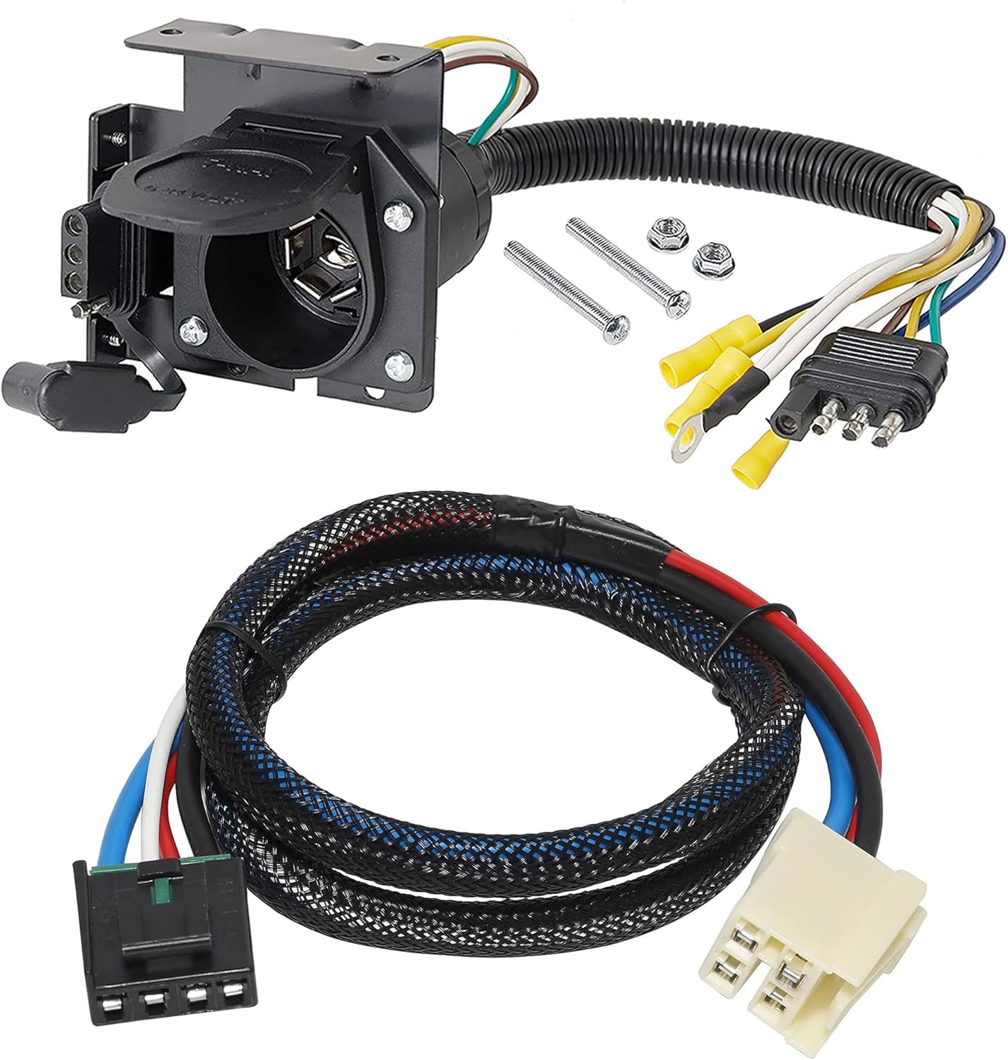 Oyviny Brake Controller Adapter 3016-P for 2014-2020 GM/GMC/Chevrolet + 4-Way Flat to 7-Way Round Blade and 4 Way Trailer Wiring Harness Adapter