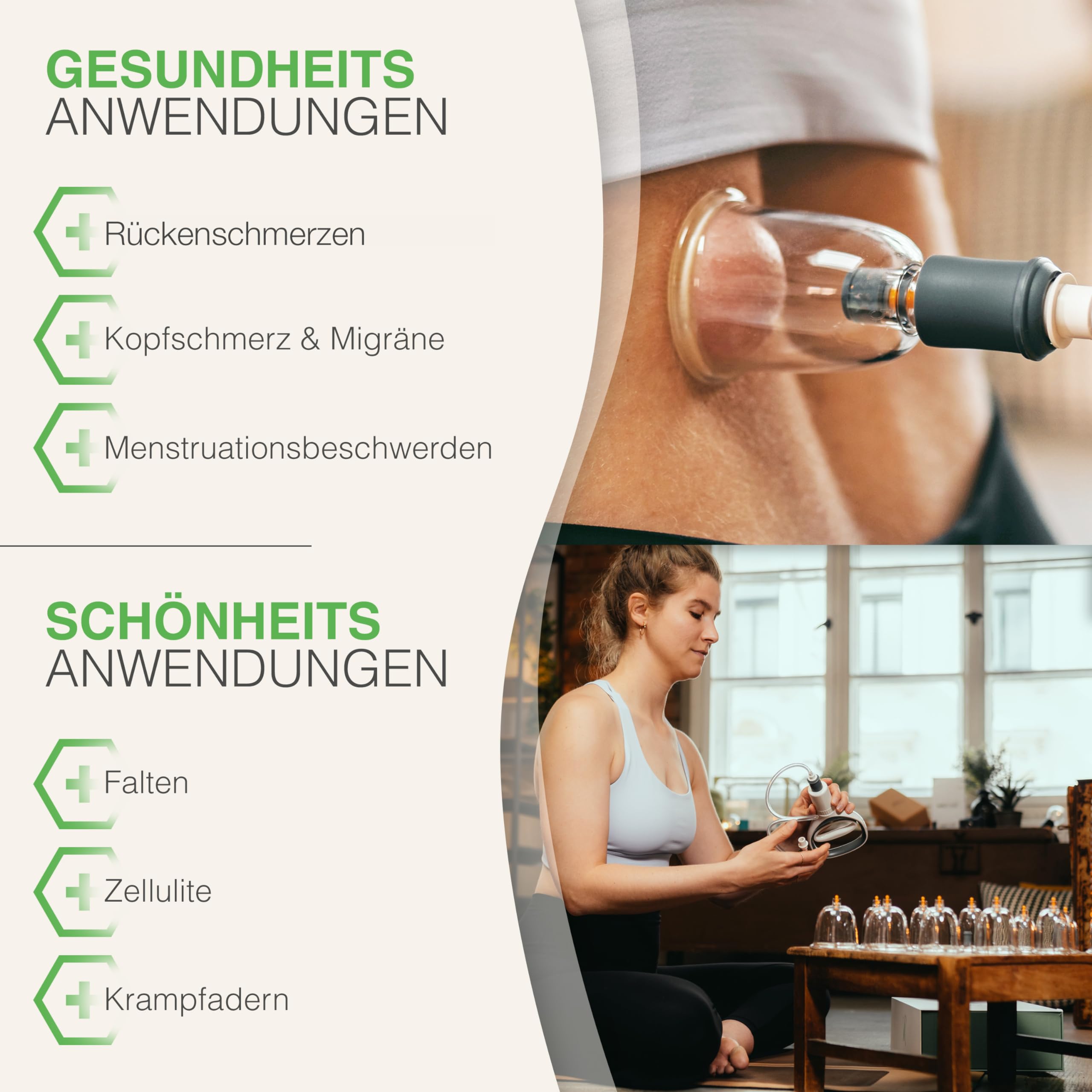 BACKLAXX® Schröpfgläser mit Vakuumpumpe | 24 Stück | Hochwertiges Schröpfset aus sicherem Kunststoff | Schröpfen-Glas mit Therapiemagneten | Vakuum-Schröpfgläser | Cupping Set | inkl. Videokurs
