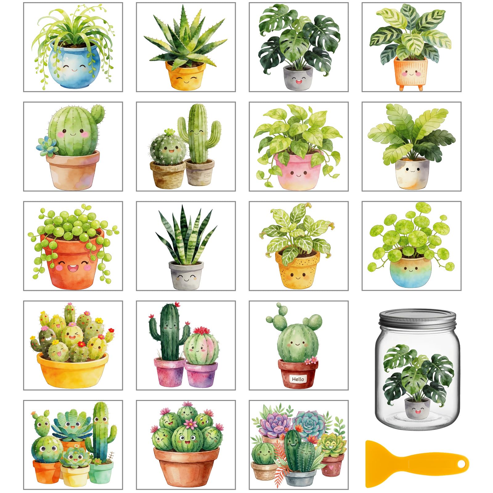 Calcomanías de transferencia de cactus para muebles y vidrio GLOBLELAND