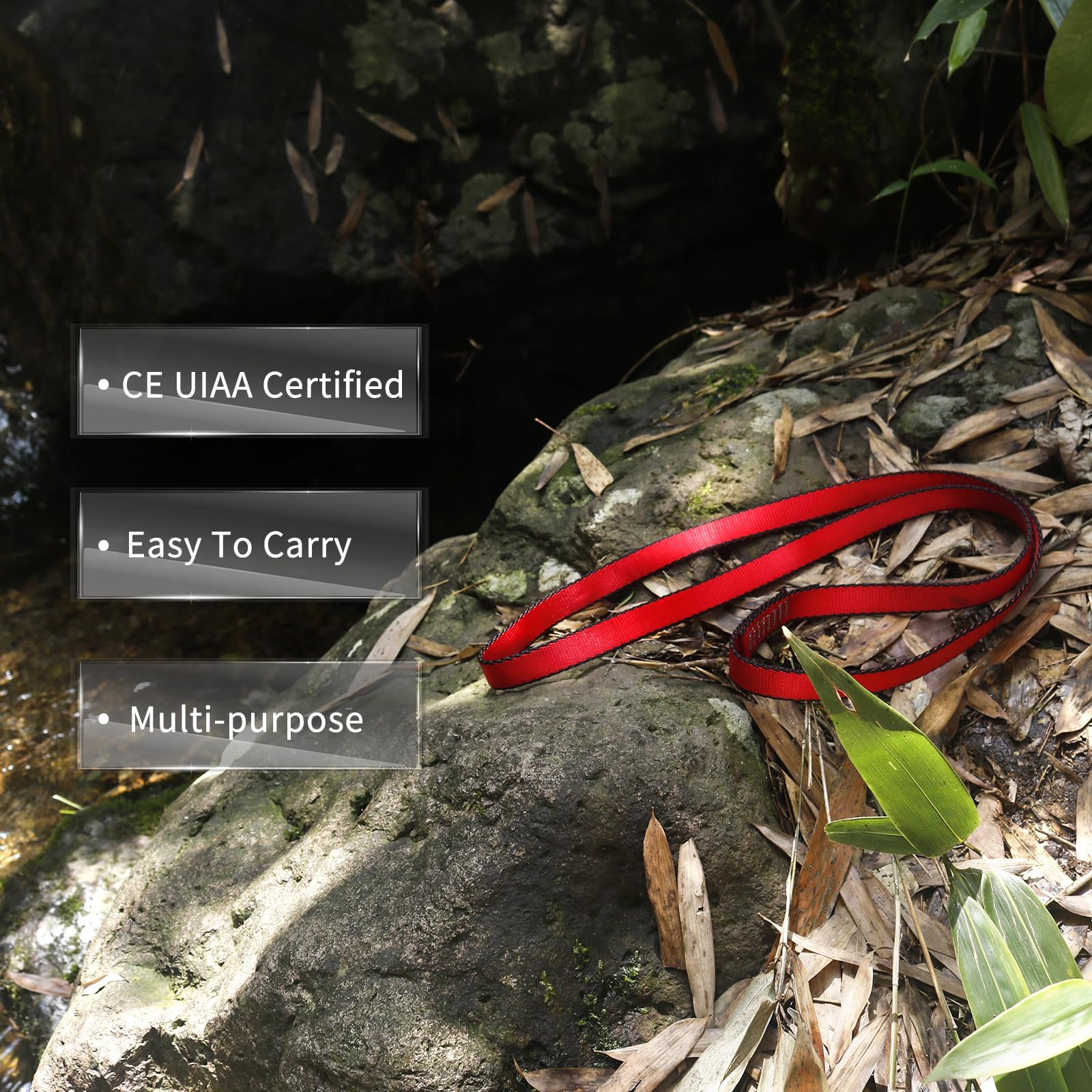 NewDoar CE e UIAA certificati Imbracatura da Arrampicata in Nylon 16mm 22KN 4840LB Sling Runners per Arrampicata su Roccia,Sistema di Ancoraggio,Discesa in Corda Doppia,Lavoro sugli alberi-RD/24''/1