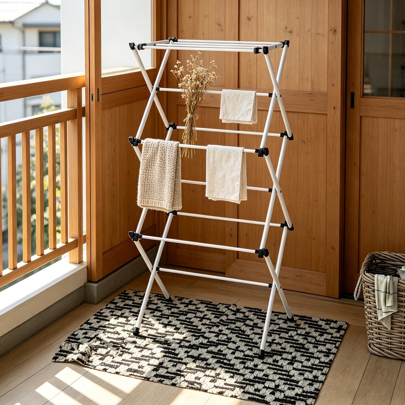 TYNGBT Portable Collapsible Drying Rack, White Foldable Towel Airer for Travel and Daily Home