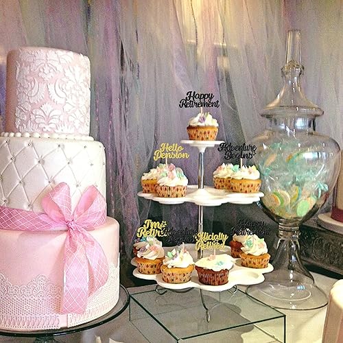 Miniatura 5 de 30 piezas de adornos para cupcakes con purpurina oficialmente jubilada, con texto en inglés "I'm Retirement", decoraciones para cupcakes de