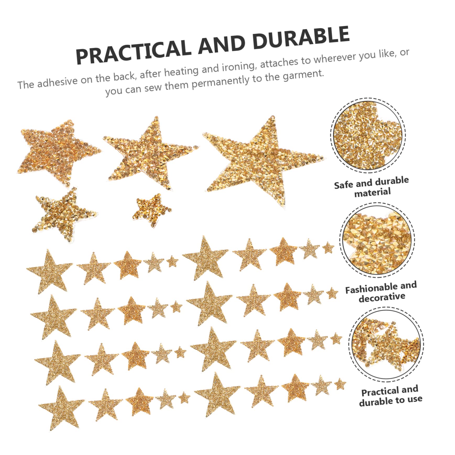 TEHAUX 150pezzi Patches Decorative Raso Con Rhinestone Forma Di Stella Per Cucire e Riparare Abbigliamento Accessori Per Borse Cappelli e Calzature Di Toppe Termoadesive Per