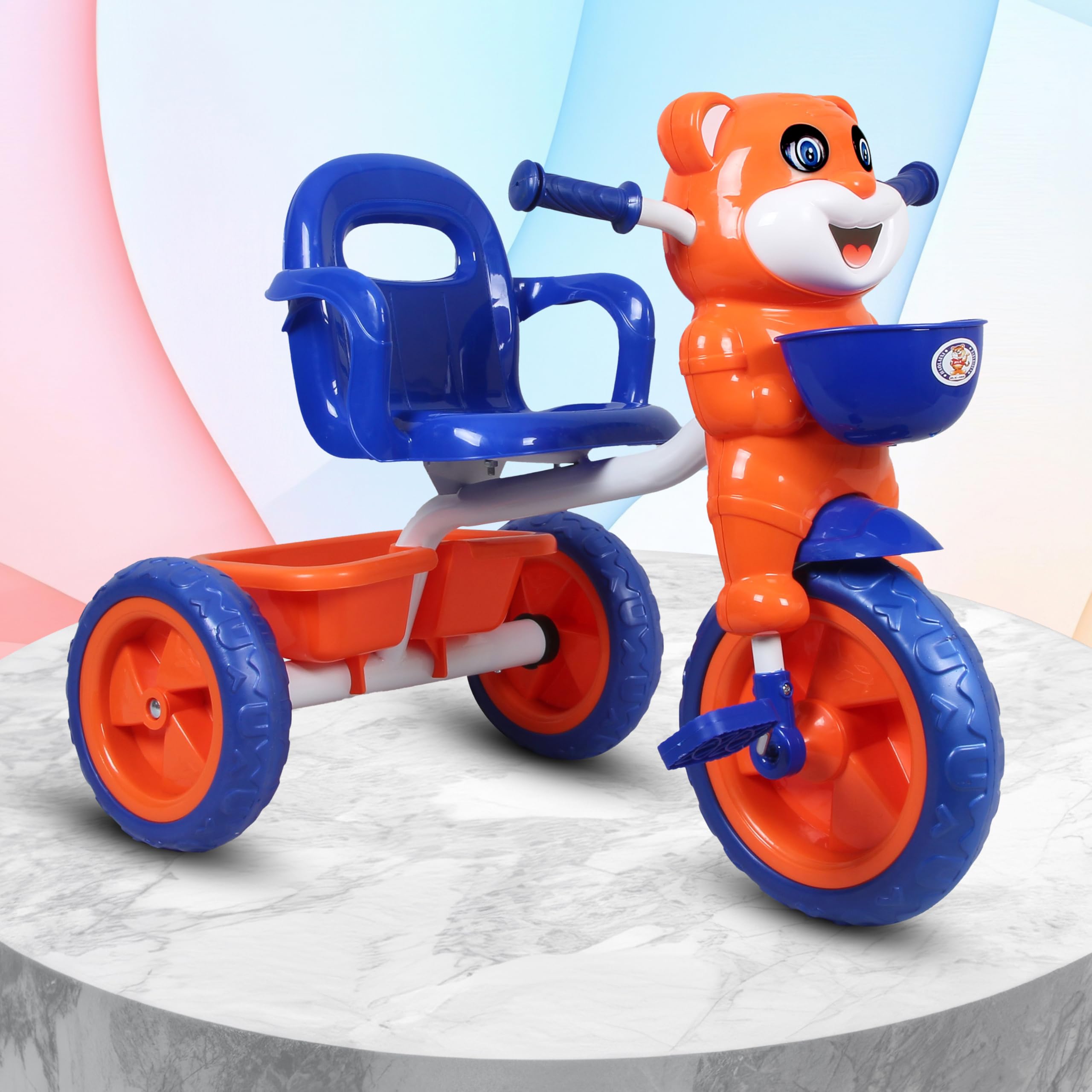 Funrise Baby Tricycle with Comfortable seat with Arm Rest and Back Rest.Strong Metal Pipe Frame,Musical Horn, Smooth EVA Wheels,Vibrant Multi Colour-image-41