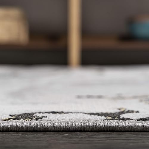 Miniatura 7 de JONATHAN Y SOR203C-5 - Alfombra abstracta de 5 x 8 pies, jaspeada con remolinos para interiores, estilo informal, tradicional, fácil de limpiar,