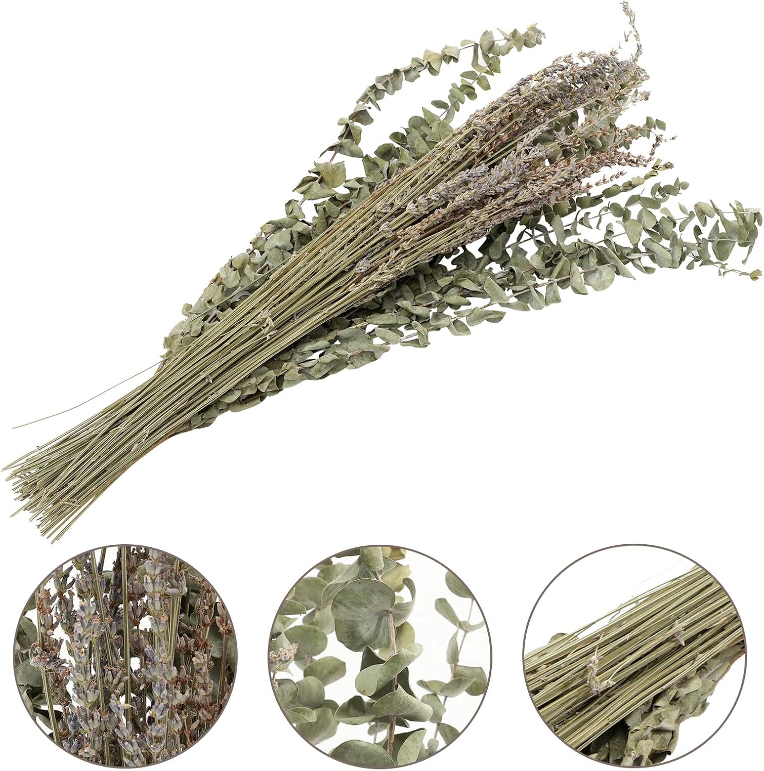 Eucalyptus Leaf and Dried Lavender Bouquet Set, 12 Eucalyptus Stems and 40g Lavender, Natural Flower Arrangement Decor for Home, Vase Filler and Living Room Decoration