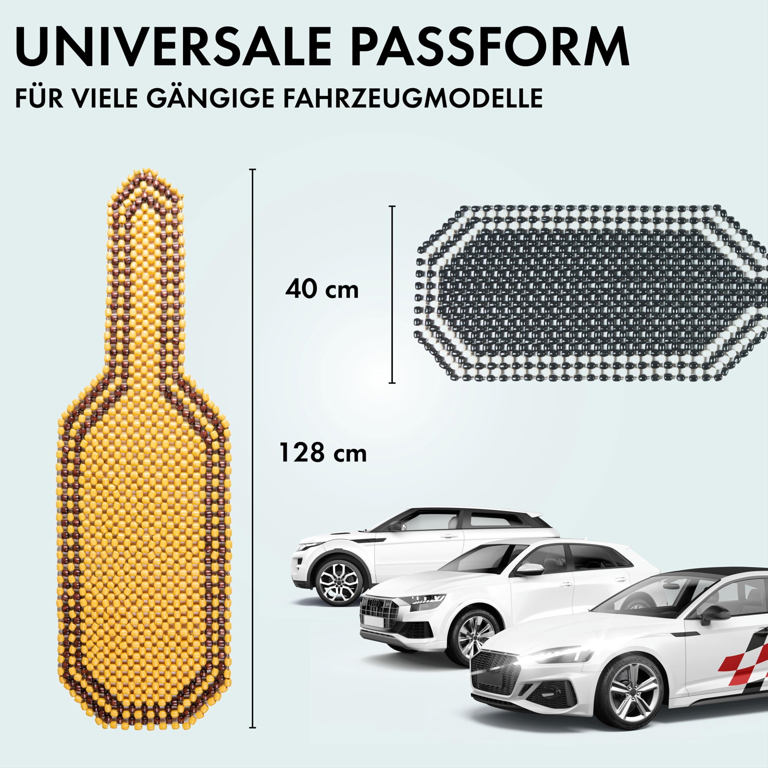 WALSER CarComfort coprisedile in perline di legno massaggiante universale nero/bianco