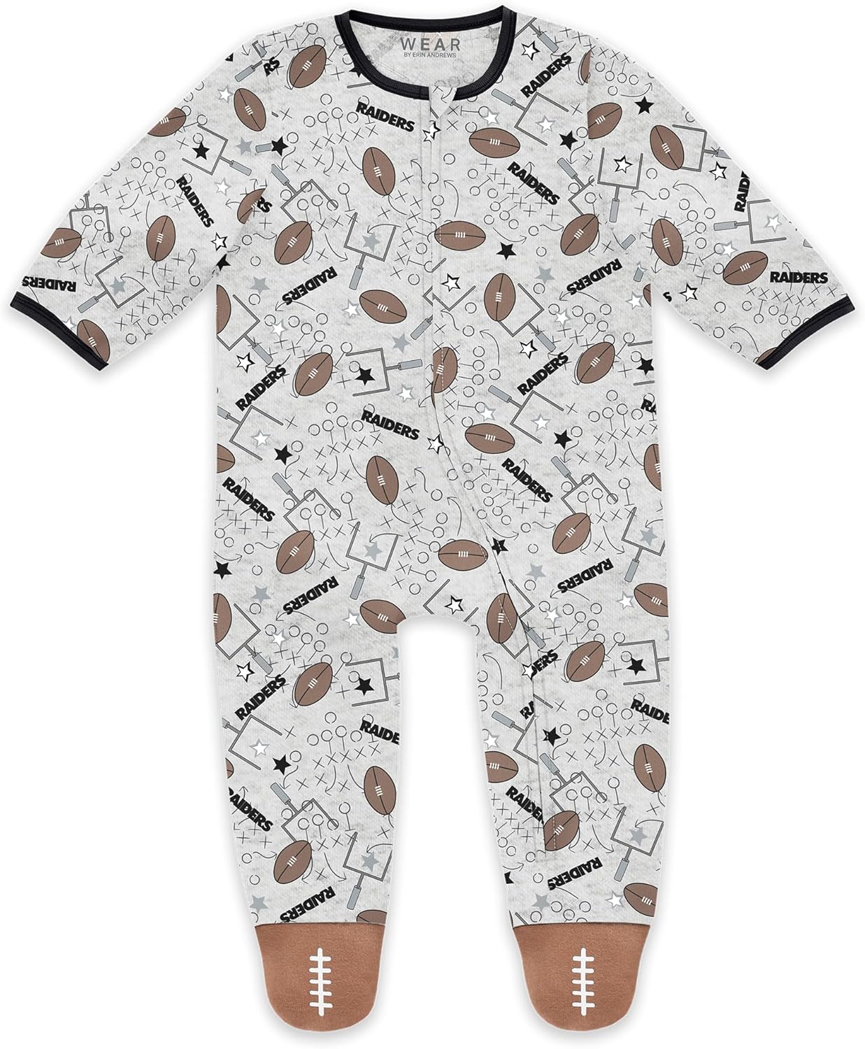 WEAR by Erin Andrews Infant & Newborn Las Vegas Raiders Sleep and Play Full-Zip Sleeper & Bib Set