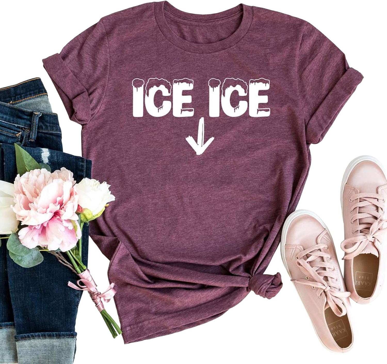 Ice Ice Baby Maternity T-Shirt Women Pregnancy Announcement Shirt Funny Cute Letter Print Pregnant Mom Tee Tops