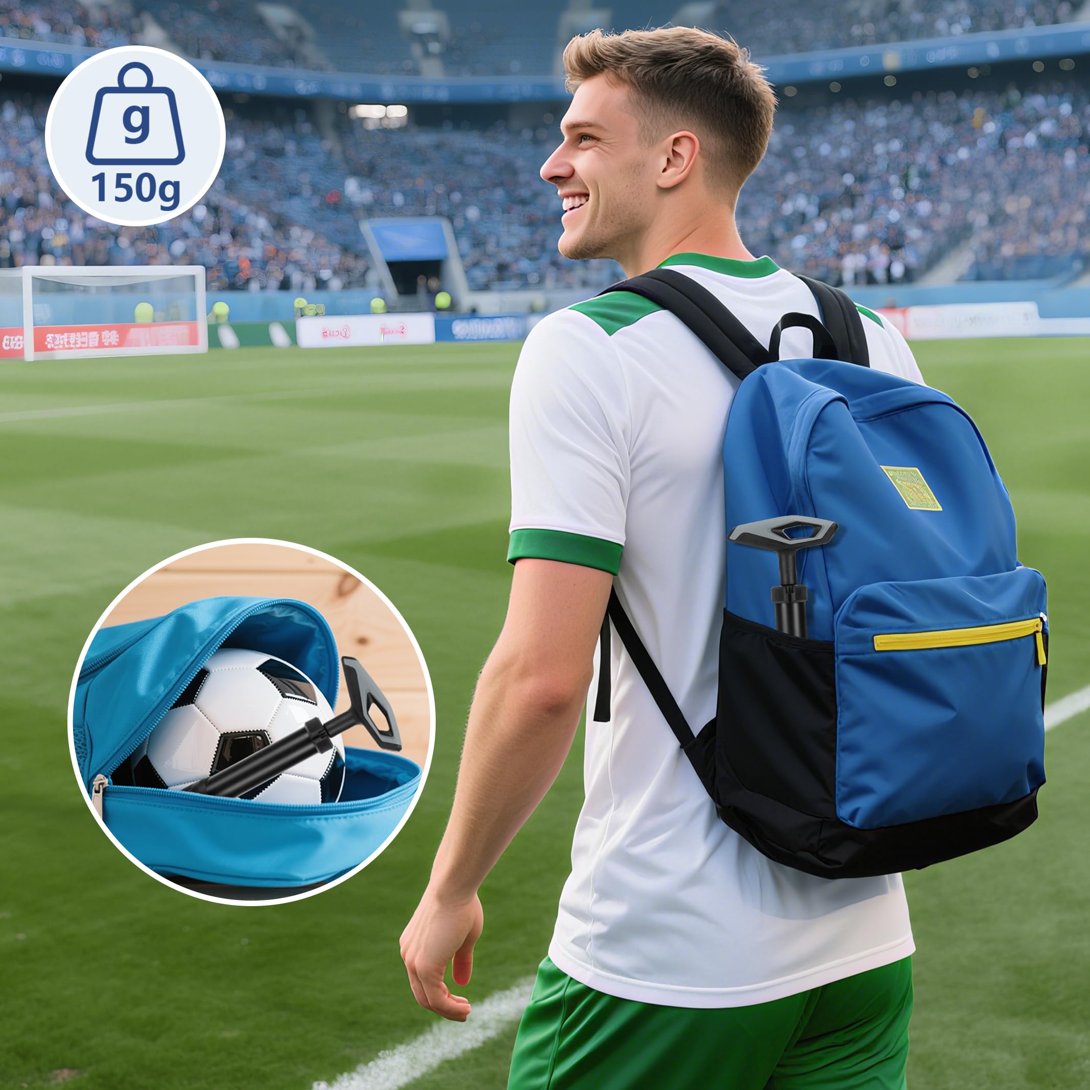 Alyvisun Pompe à Ballon avec Poignée, Kit de Pompe Ballon Portable, Pompe à Main avec Aiguille et Tuyau d'extension pour Basket-ball, Volleyball, Ballon, Tube en alliage d'aluminium durable