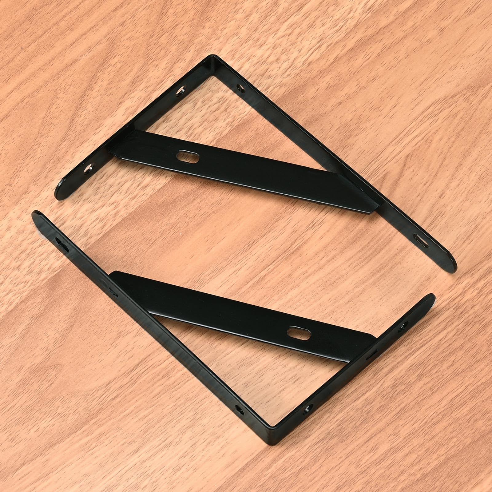 Confezione da 10 staffe per mensola, staffe per mensola per carichi pesanti, reggimensola a scomparsa,staffe da parete in acciaio inossidabile, 150 x 95 mm (nero)