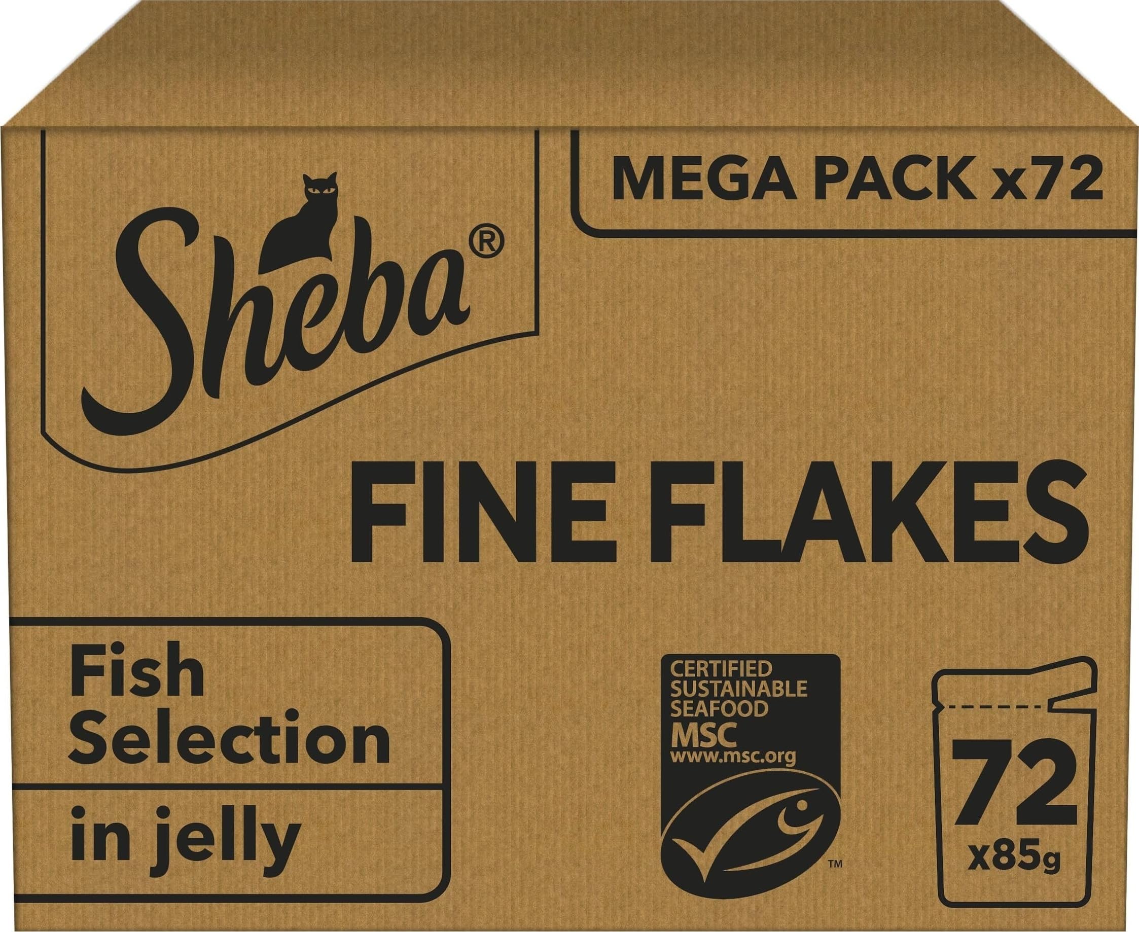 Sheba Delikatesse in Gelee – Hochwertiges Katzen Nassfutter mit feiner Fischauswahl – Im praktischen Portionsbeutel – 72 x 85g Alleinfuttermittel