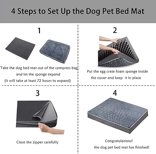Miniatura 6 de Tapete ortopédico para cama de perro de espuma gruesa de huevo con funda lavable para perros grandes