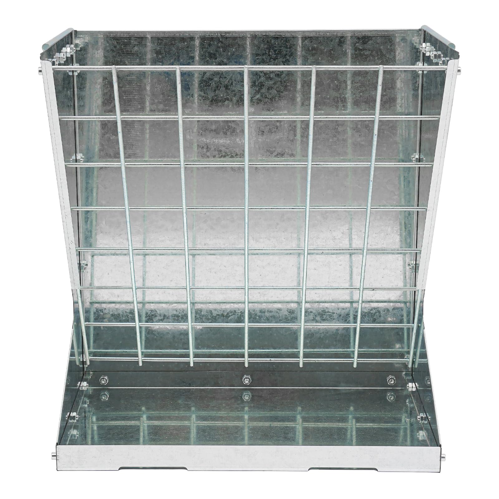2 en 1 comedero grande de metal para heno con comedero, para caballos, ovejas y cabras, 56 x 33 x 59 cm (plata)
