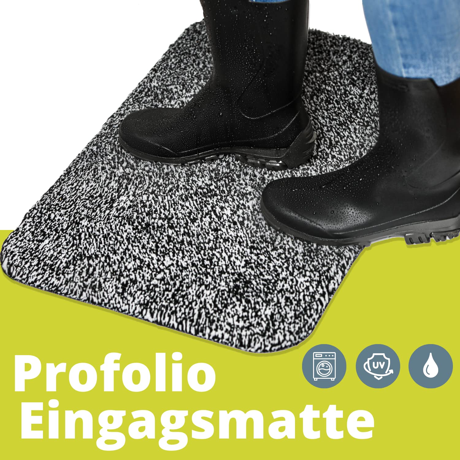 PROFOLIO Zerbino per interni, lavabile e antiscivolo, per interni – Zerbino piatto da 1 cm – Zerbino per ingresso, porta di casa e corridoio – 180 x 120 cm – Dimensioni a scelta
