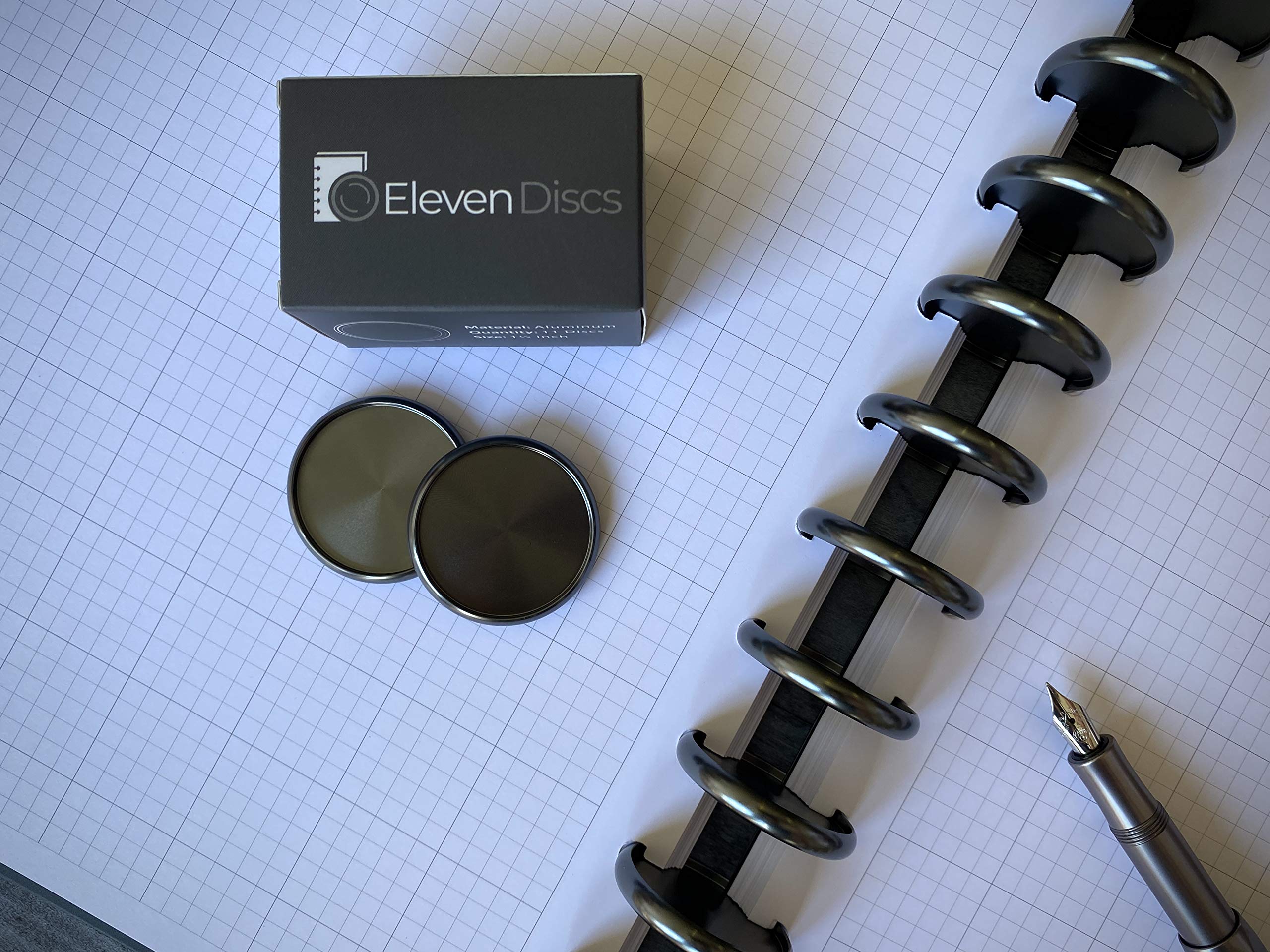 Eleven Discs 1/4 Zoll Aluminiumscheiben für Notizbücher (Wolfram, 11 Stück)