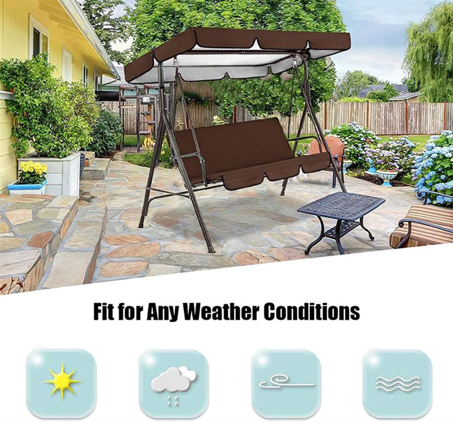 Copertura Tettuccio Per Dondolo - Verde, 142x120x18cm, Impermeabile E UV Per Esterno - Foto 5