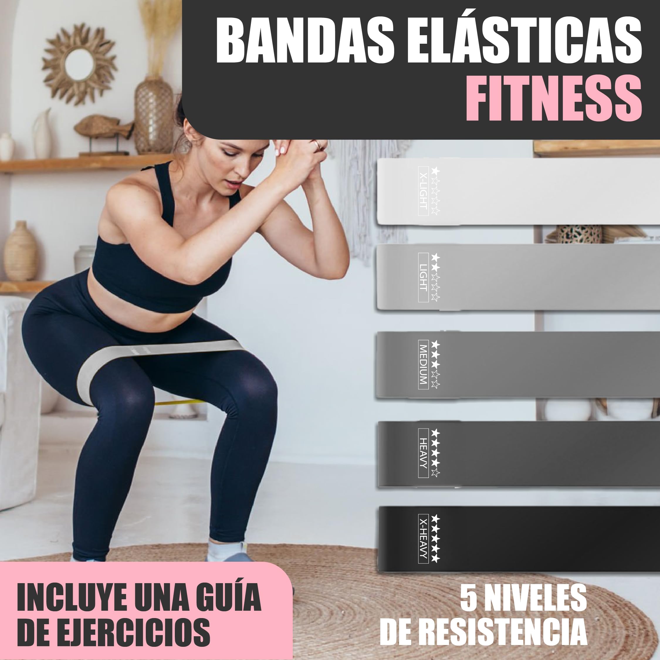 Kit Pilates a Casa: con cerchio, palla e fasce elastiche - Set completo di esercizi per fitness, yoga e muscolo - Accessori Pilates multifunzione colore grigio premium