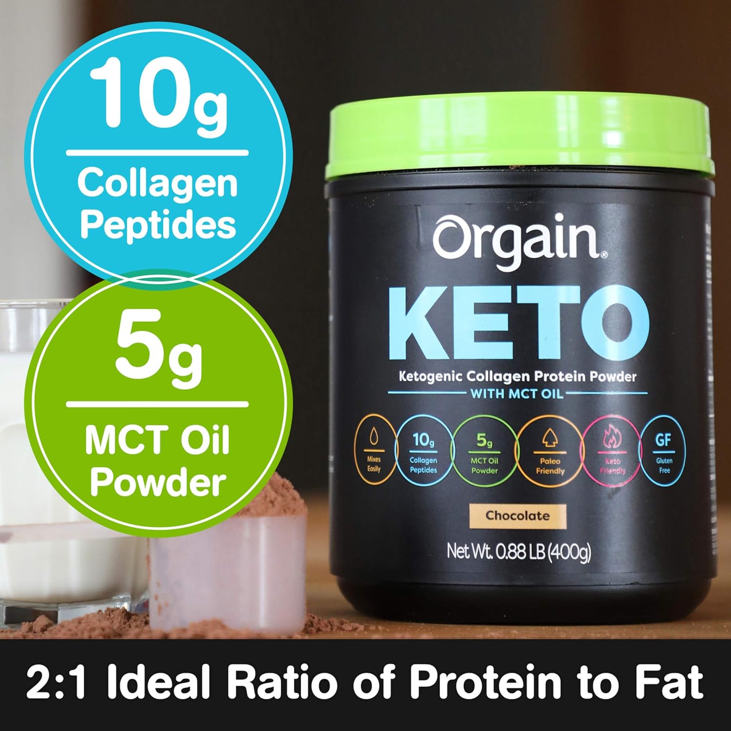Orgain Keto Collagen Protein Powder, Chocolate (0.88lb) Organic Protein + Superfoods Powder, Vanilla Bean (2.02lb)