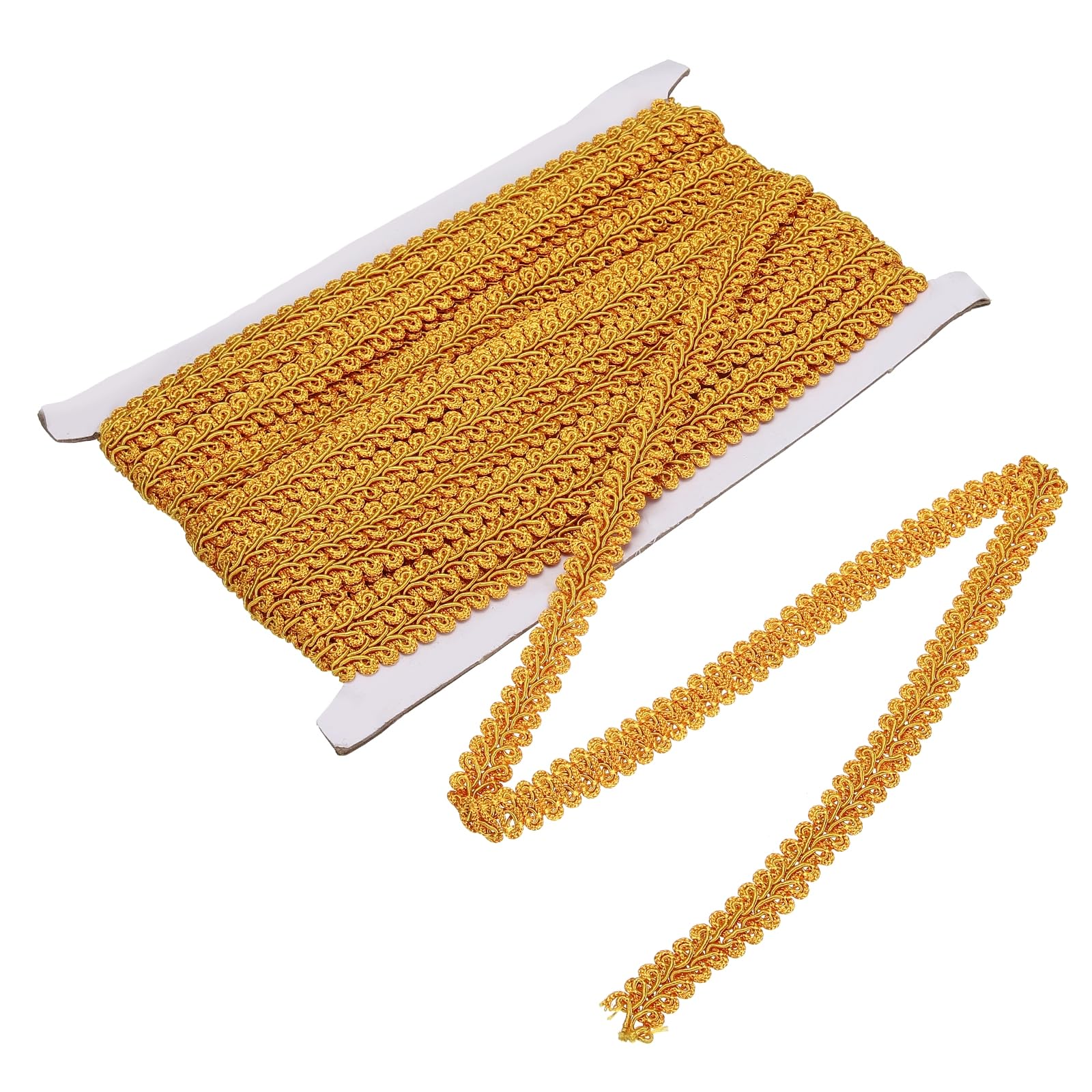 sourcing map Gimp Braid Trim, 1/2" x 14 Yards Polyester Woven Braid Fabric Upholstery Trim for Sewing Costume DIY Crafts Home Decoration, Gold